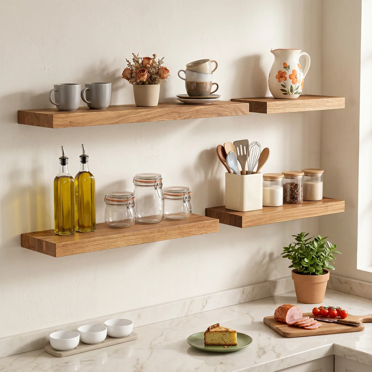 Desseray Set of 2 Reclaimed Elm Floating Shelves (Set of 2) - Image 2