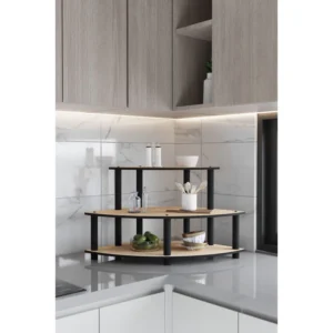 Modern Kitchen Shelf, Oak Color, 27.6 x 15.0 x 16.5 inches | 100% MDF with Compressed Kraft Legs