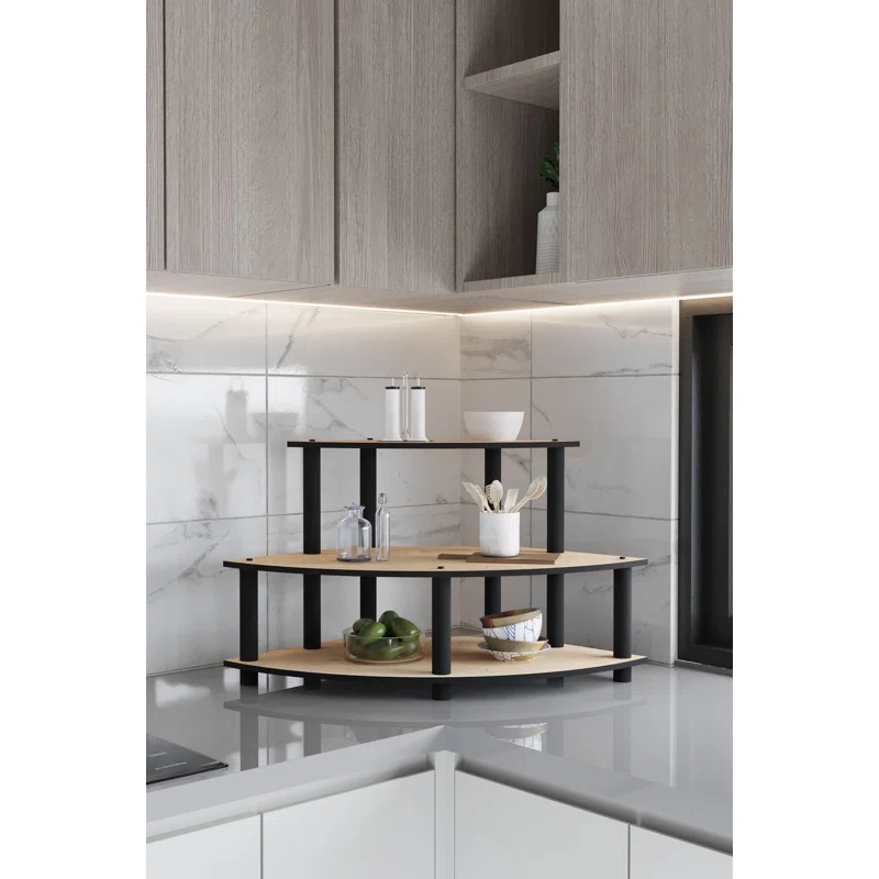 Modern Kitchen Shelf, Oak Color, 27.6 x 15.0 x 16.5 inches | 100% MDF with Compressed Kraft Legs