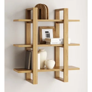 Solid Wood Floating Shelf with Adjustable Shelves